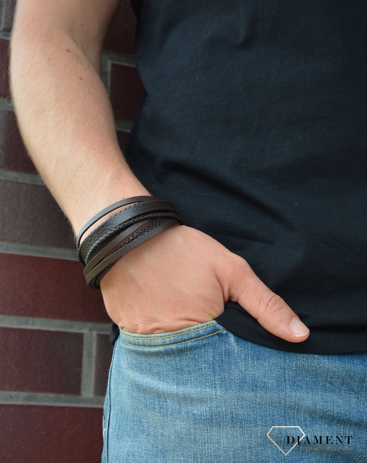 Skórzana bransoletka męska brązowa DIA-BRA-S1293446-STALd.jpg