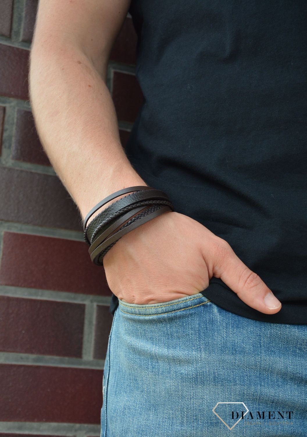 Skórzana bransoletka męska brązowa DIA-BRA-S1293446-STALd.jpg