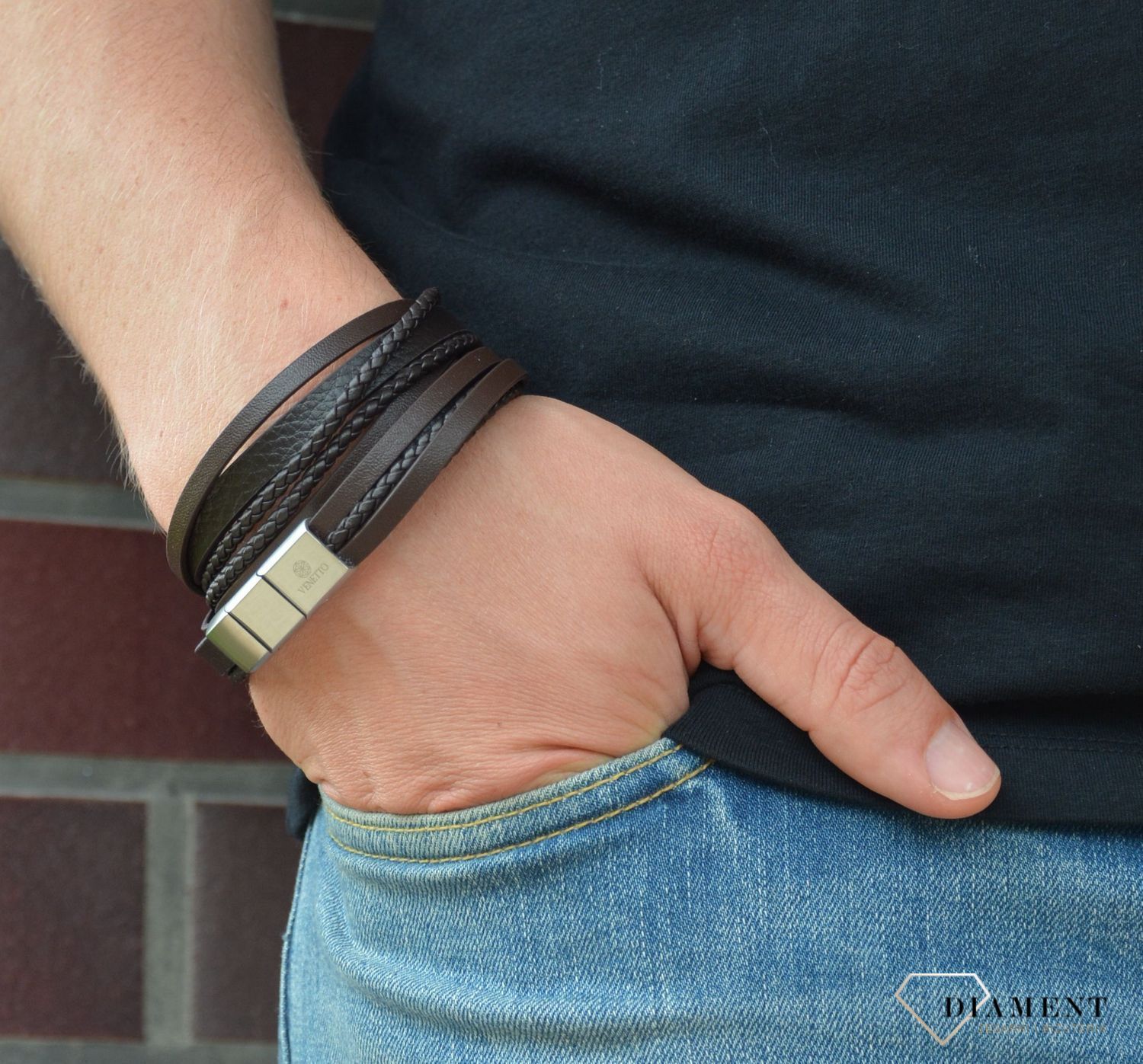 Skórzana bransoletka męska brązowa DIA-BRA-S1293446-STALd.jpg