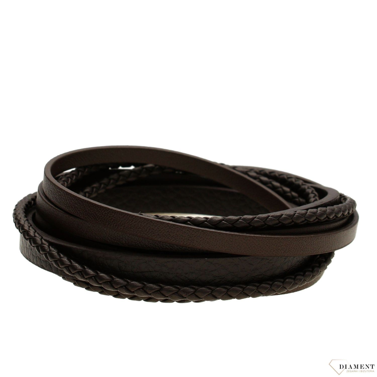 Skórzana bransoletka męska brązowa DIA-BRA-S1293446-STALd.jpg