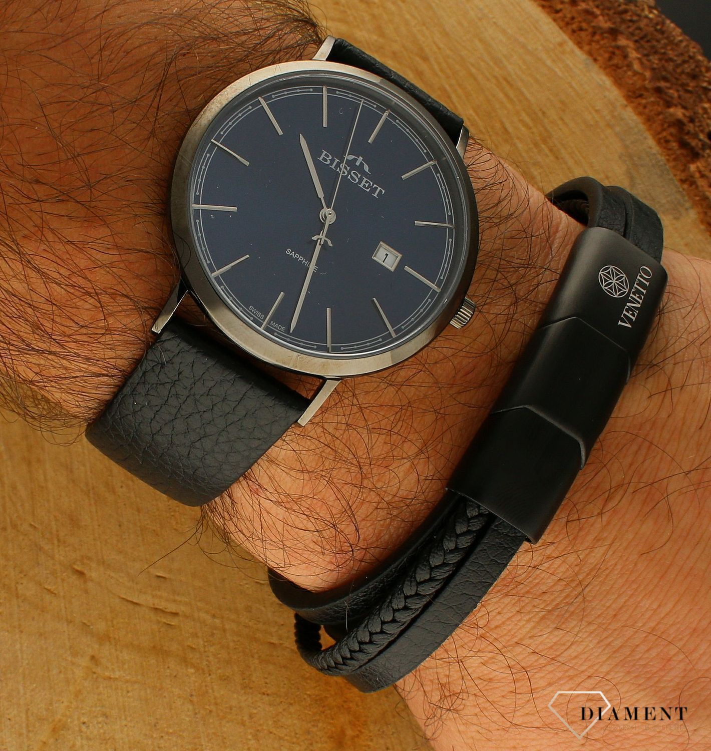 Bransoletka męska skórzana plecionka Kotwica Grawer Gratis DIA-BRA-S1294254-STAL. Męska bransoletka skórzana.jpg