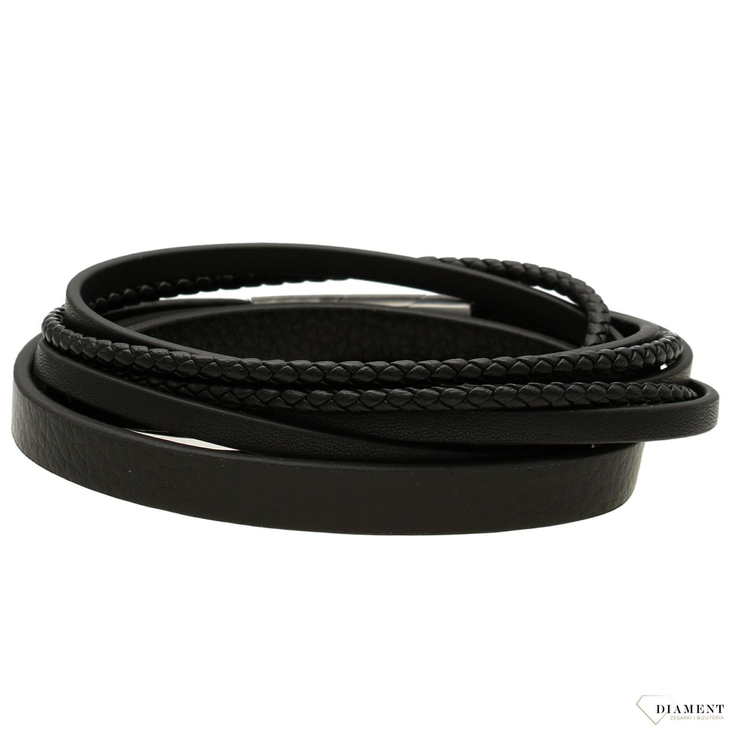 Skórzana bransoletka męska czarna DIA-BRA-S1303446-STALd.jpg