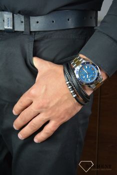 Bransoletka skórzana męska 'ozdobne czarne paski' DIA-BRA-S1414153-STAL ✅ Bransoletka męska skórzana ✅ Świetny dodatek pasujący do ulubionego zegarka ✅ (1).JPG