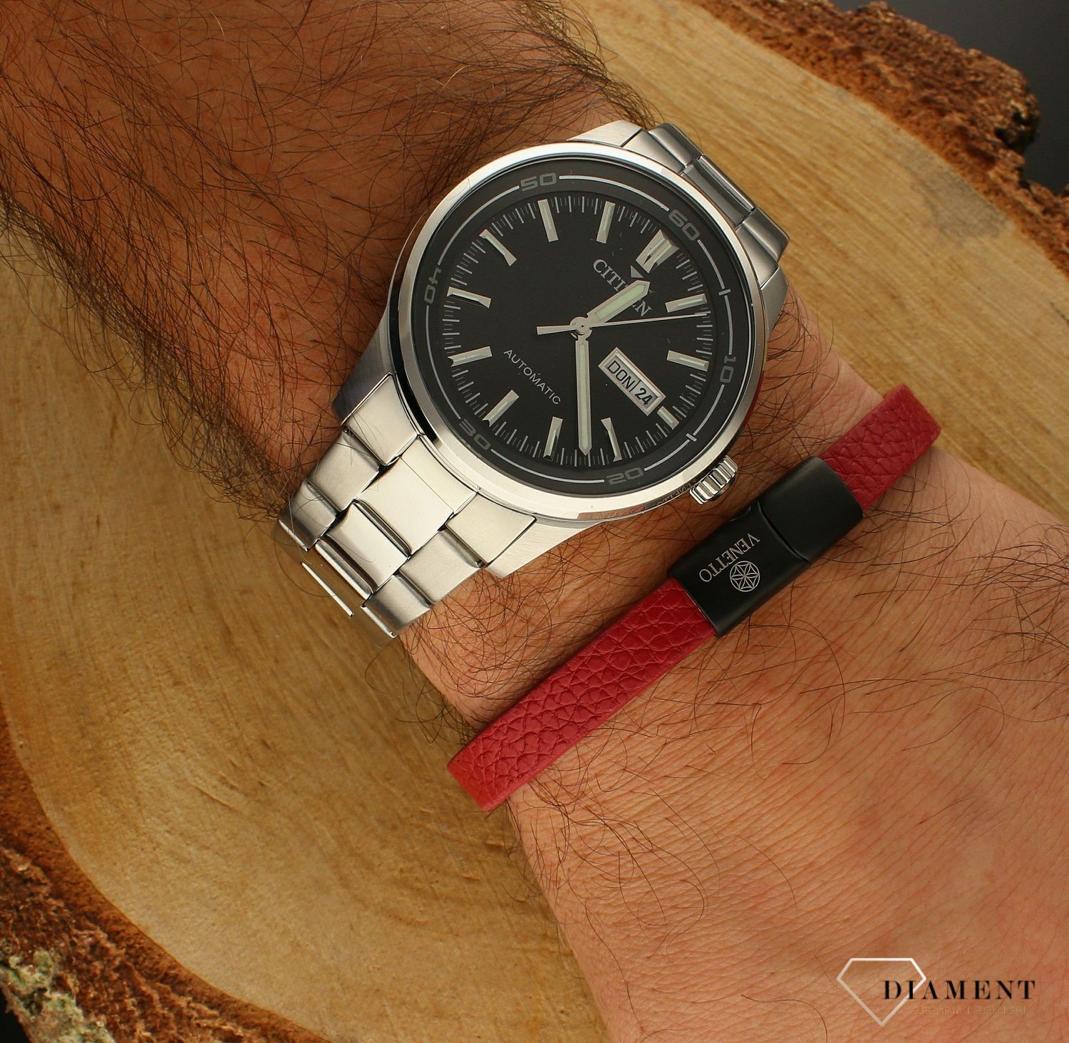 Bransoletka męska skórzana z blaszką do graweru czerwona DIA-BRA-S1423446-STAL (2).jpg