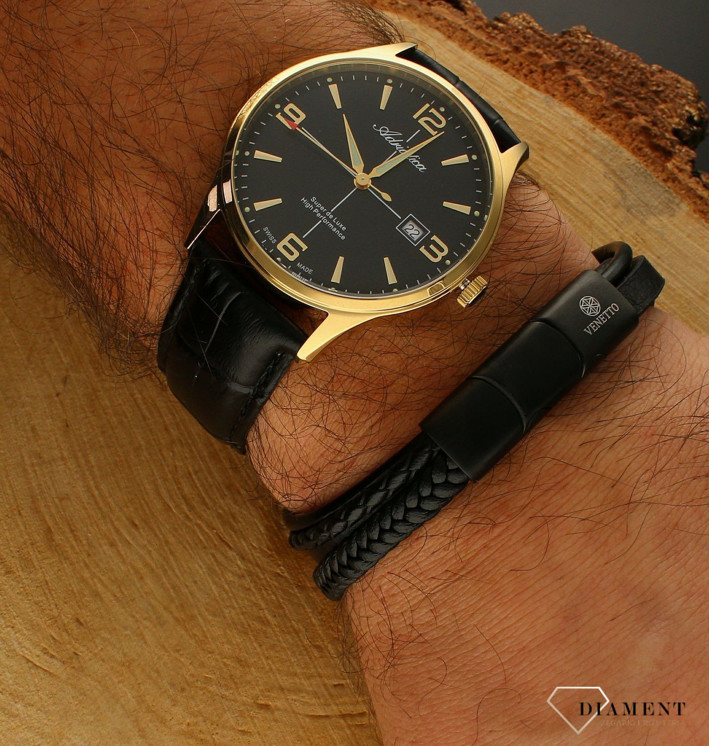 Bransoletka męska skórzana plecionka z blaszką Grawer gratis DIA-BRA-S1564658-STAL..jpg