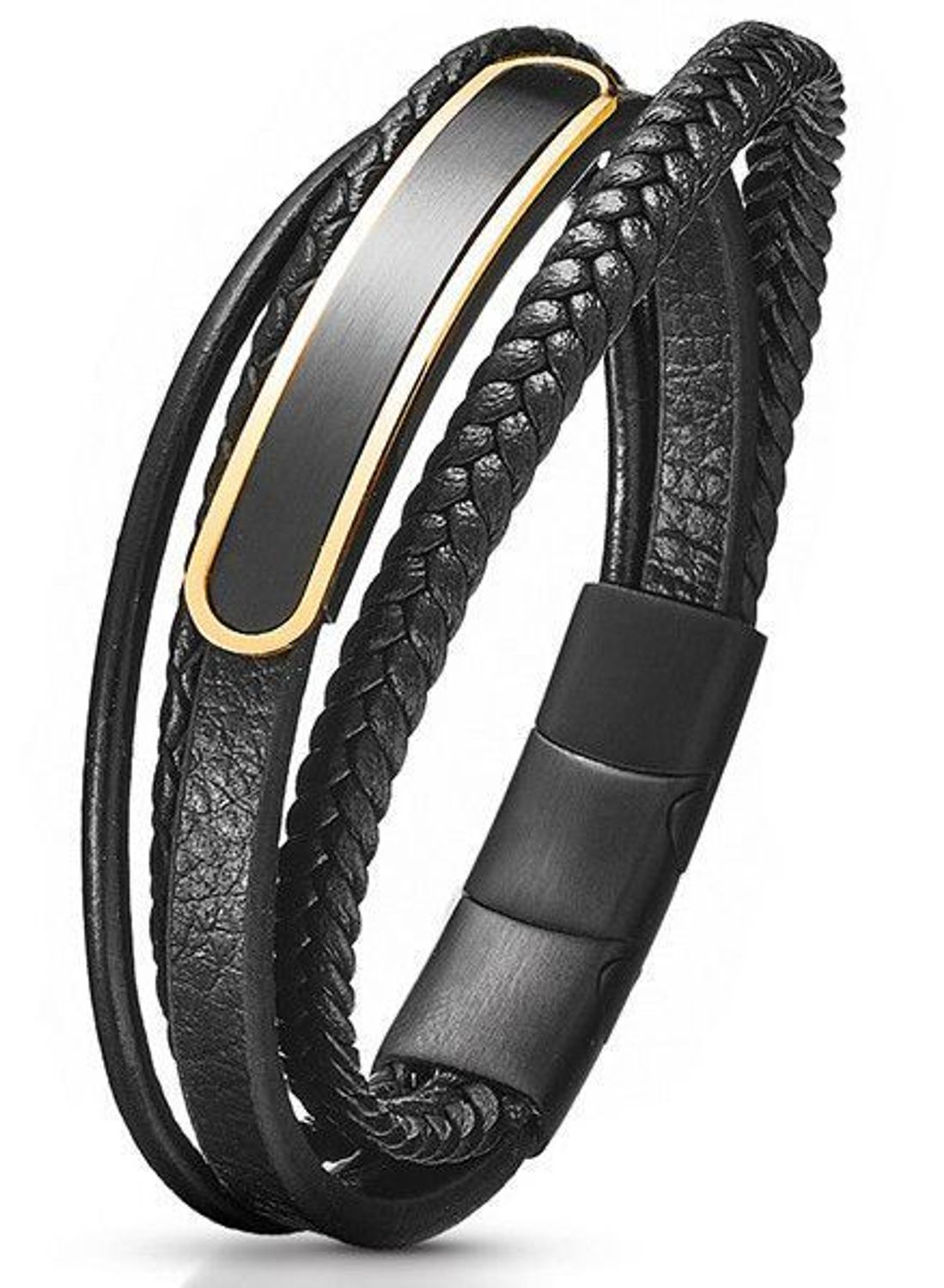 Bransoletka męska skórzana plecionka z blaszką Grawer gratis DIA-BRA-S1564658-STAL..jpg