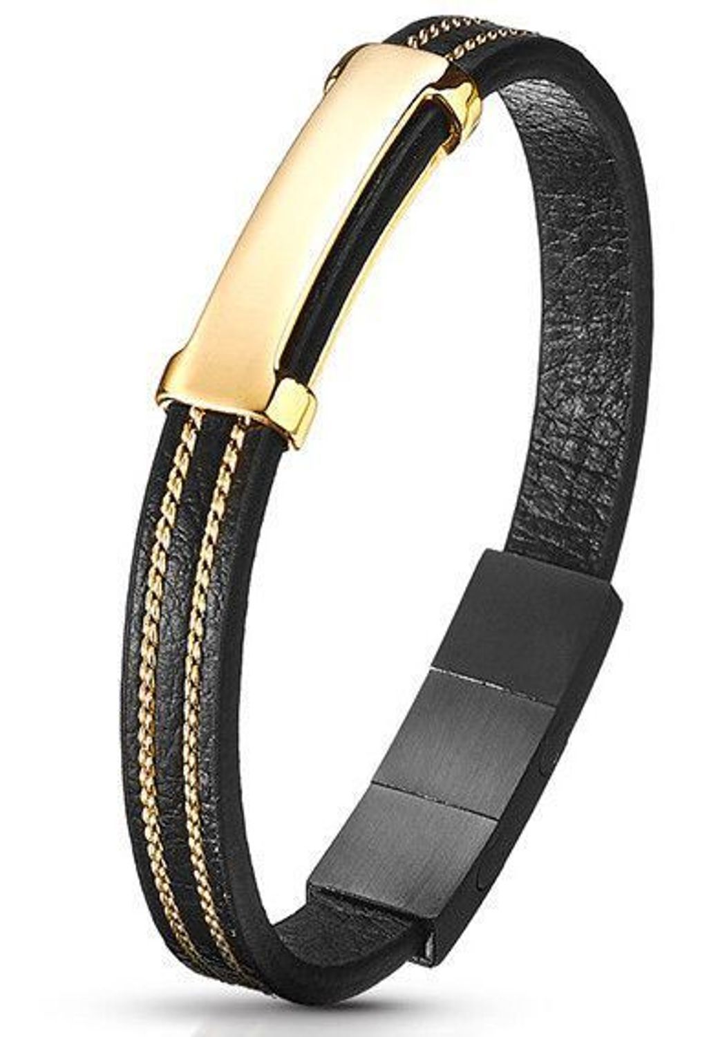 Bransoletka skórzana damska Złota Blaszka Grawer gratis S157445619 cm DIA-BRA-S1574456-STAL. Damska bransoletka skórzana. Bransoletka skórzana z blaszką. Bransoletka damska idealna na prezent (1).jpg