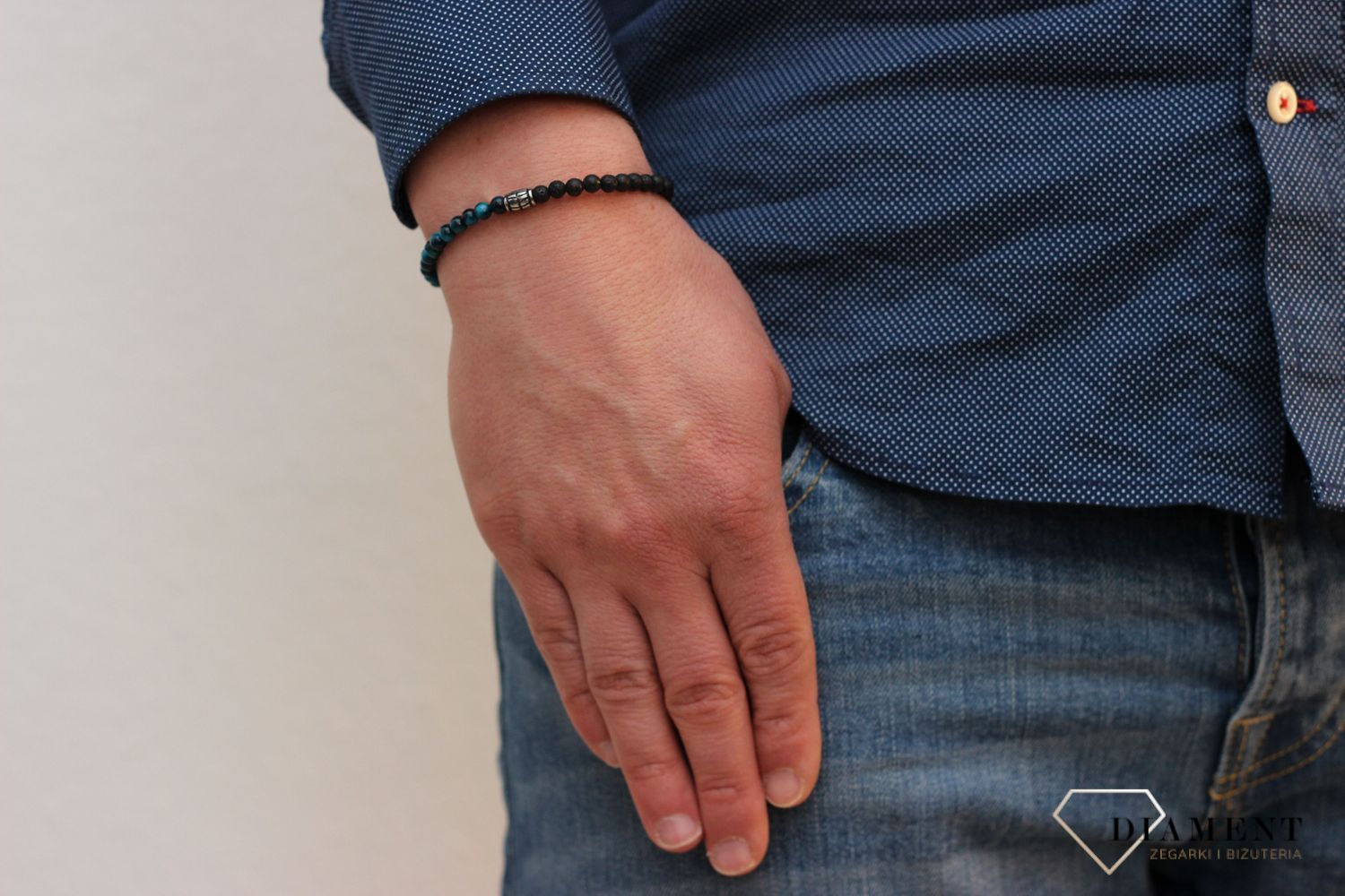 Bransoletka z drobnych koralików z lawy wulkanicznej ✓ Prezent dla chłopaka ✓ Akcesoria dla chłopaka✓ Akcesoria męskie ✓ Biżuteria męska ✓ Autoryzowany sklep 3.jpg