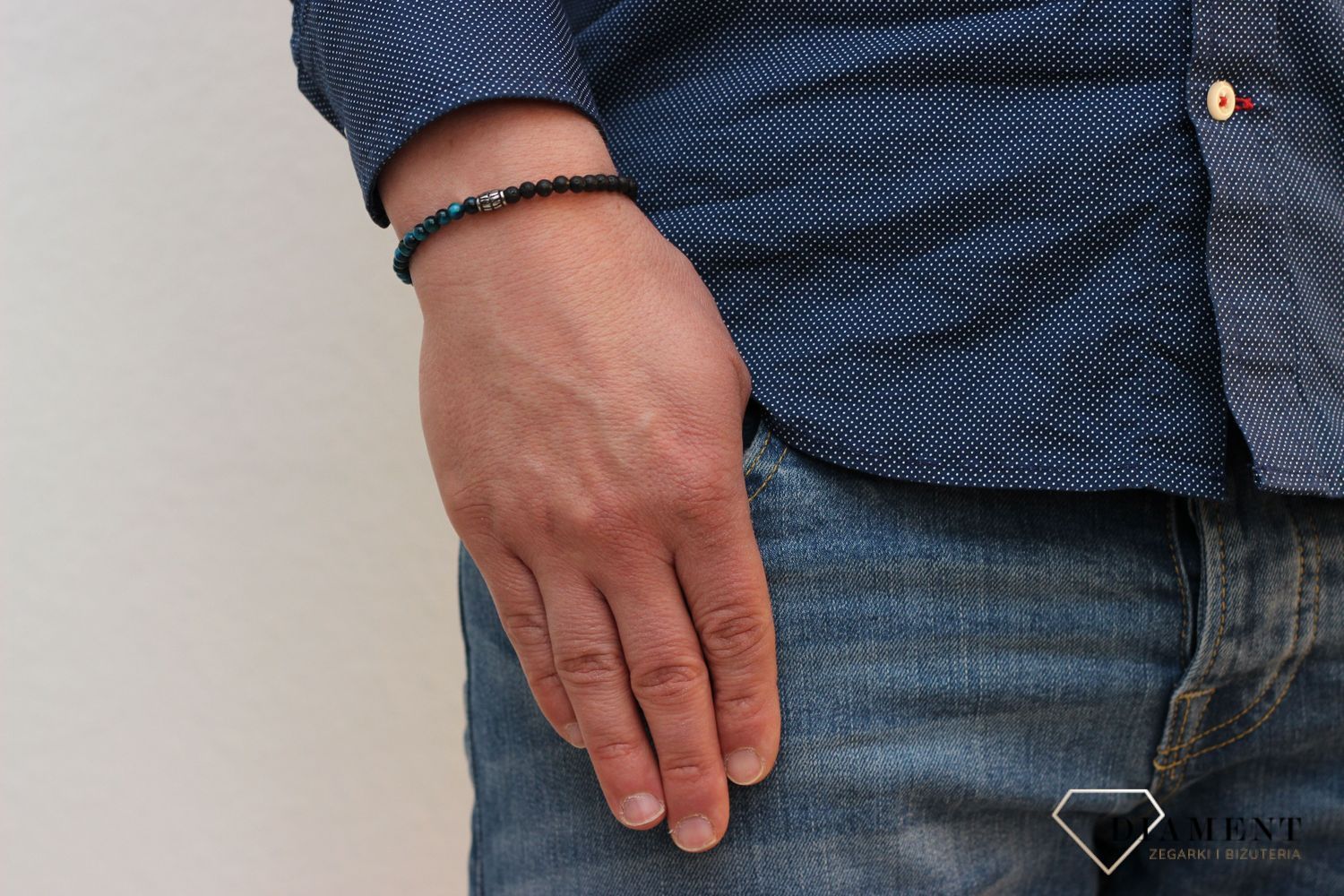 Bransoletka z drobnych koralików z lawy wulkanicznej ✓ Prezent dla chłopaka ✓ Akcesoria dla chłopaka✓ Akcesoria męskie ✓ Biżuteria męska ✓ Autoryzowany sklep 3.jpg