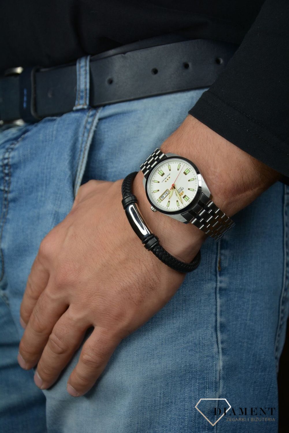 Bransoletka męska skórzana 'Gładkie blaszka do graweru'.jpg