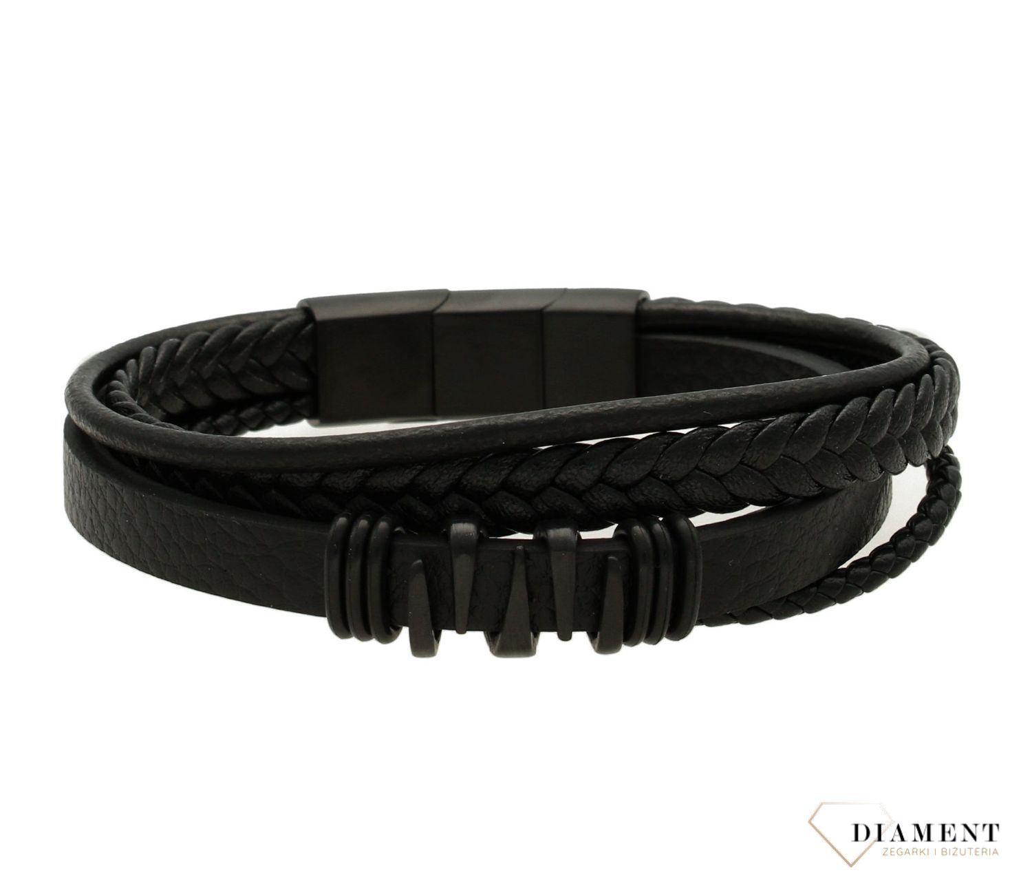 Bransoletka męska skórzana 'ozdobny element z plecionkami' DIA-BRA-S1854658-STAL.jpg