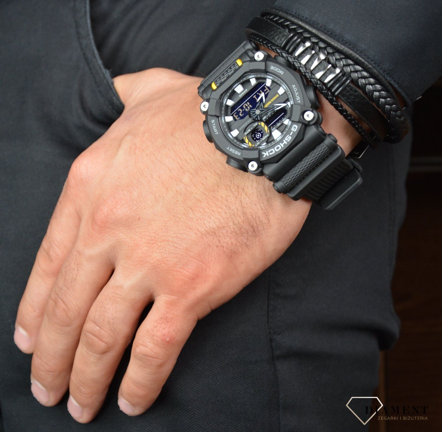 Bransoletka męska skórzana 'ozdobny element ze stali' DIA-BRA-S1864356-STAL.jpg