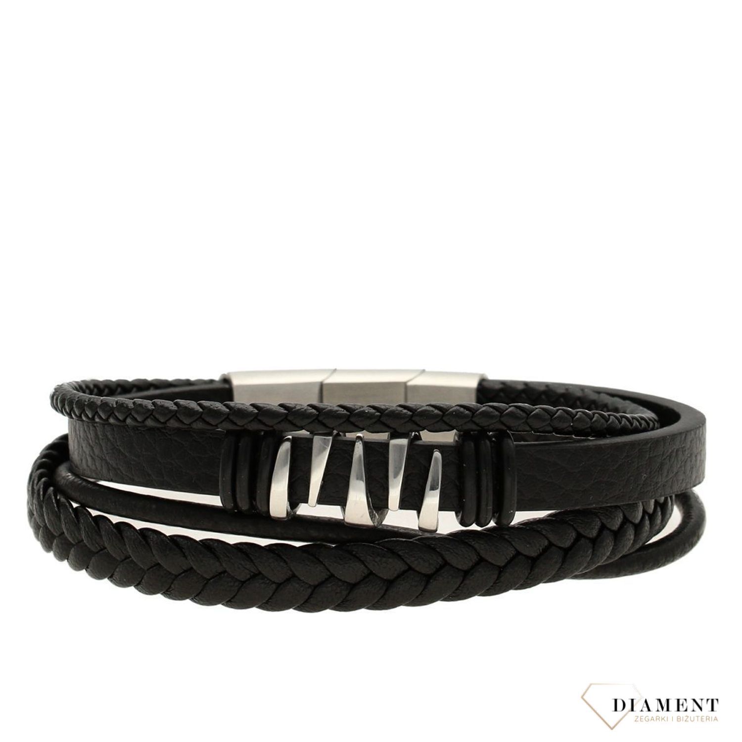 Bransoletka męska skórzana 'ozdobny element ze stali' DIA-BRA-S1864356-STAL.jpg