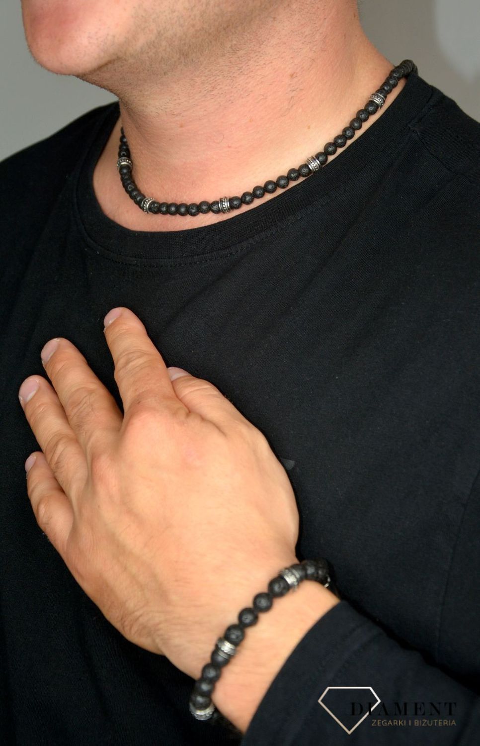Bransoletka męska z lawy wulkanicznej z grawerem DIA-BRA-S1893952-STAL.jpg