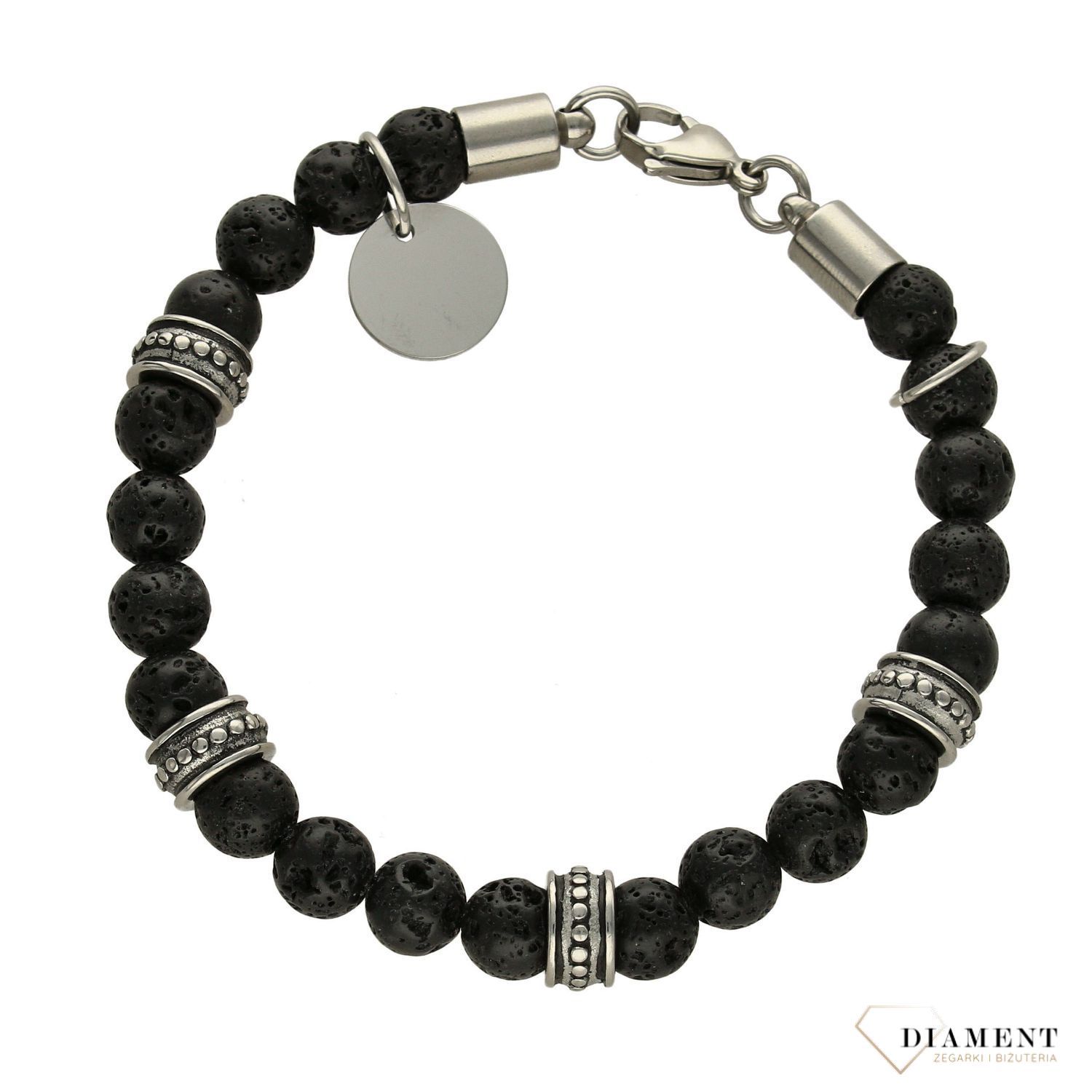 Bransoletka męska z lawy wulkanicznej z grawerem DIA-BRA-S1893952-STAL.jpg
