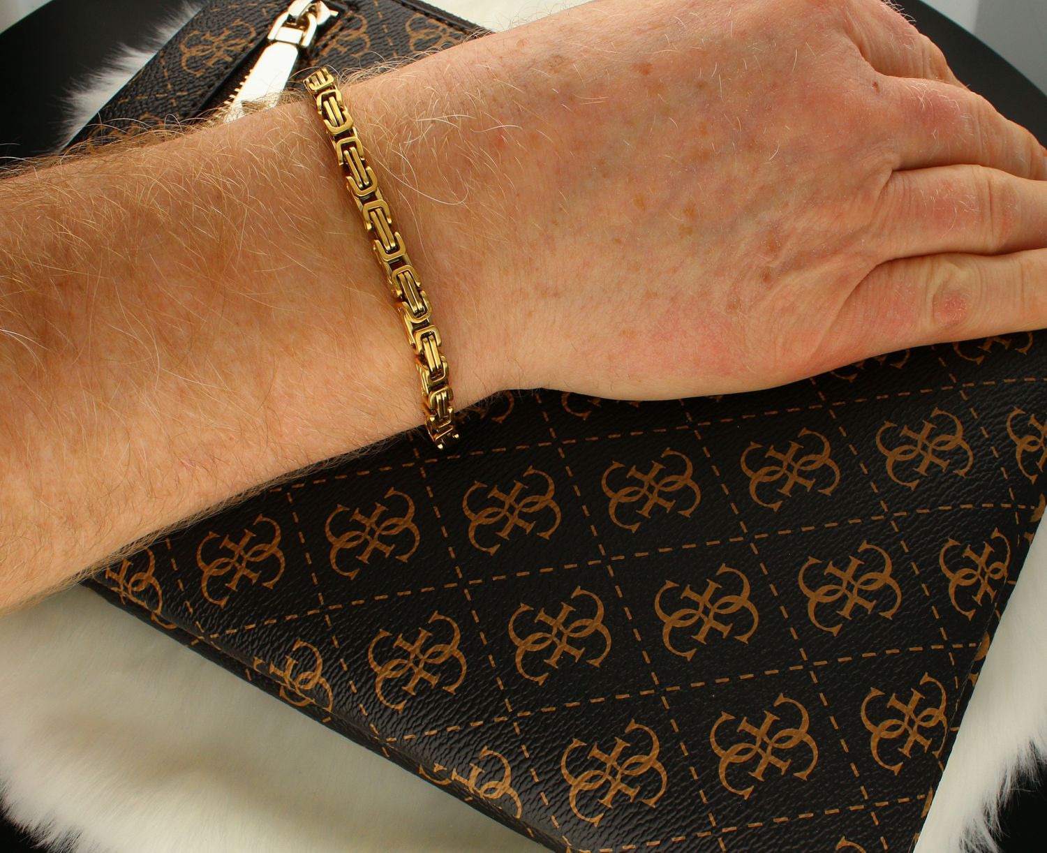 Bransoletka męska stal pozłacana splot królewski DIA-BRA-S3703952-STAL. Oryginalna męska bransoletka. Biżuteria męska na prezent. Pozłacana męska biżuteria. 1.jpg