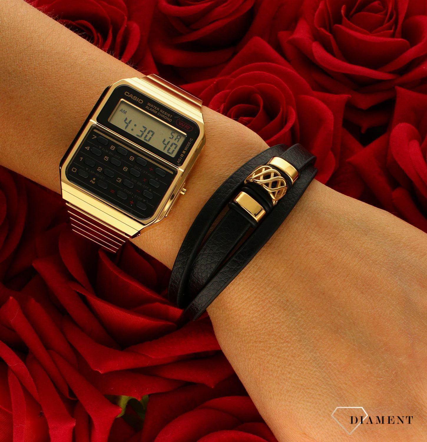 Bransoletka damska skórzana ze złotymi elementami ozdobnymi DIA-BRA-S4163952-STAL (2).jpg