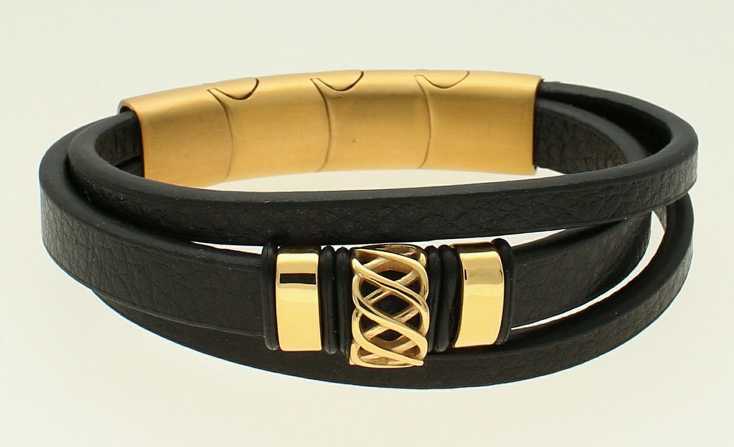 Bransoletka damska skórzana ze złotymi elementami ozdobnymi DIA-BRA-S4163952-STAL (2).jpg