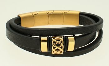 Bransoletka damska skórzana ze złotymi elementami ozdobnymi DIA-BRA-S4163952-STAL (2).jpg