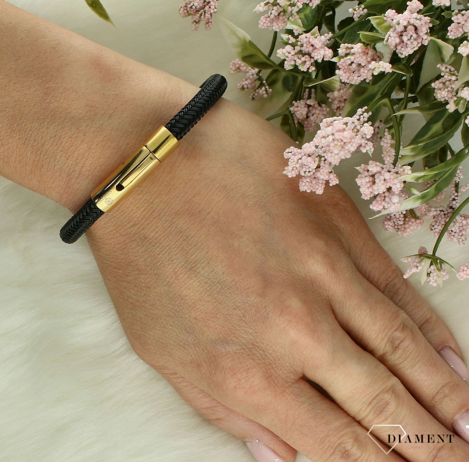 Damska stalowa bransoletka czarno-złota DIA-BRA-S5343446-STAL. Stalowa bransoletka damska. Damska bransoletka ze stali szlachetnej. Damska bransoletka złoto-czarna. Bransoletka idealna na prezent..jpg