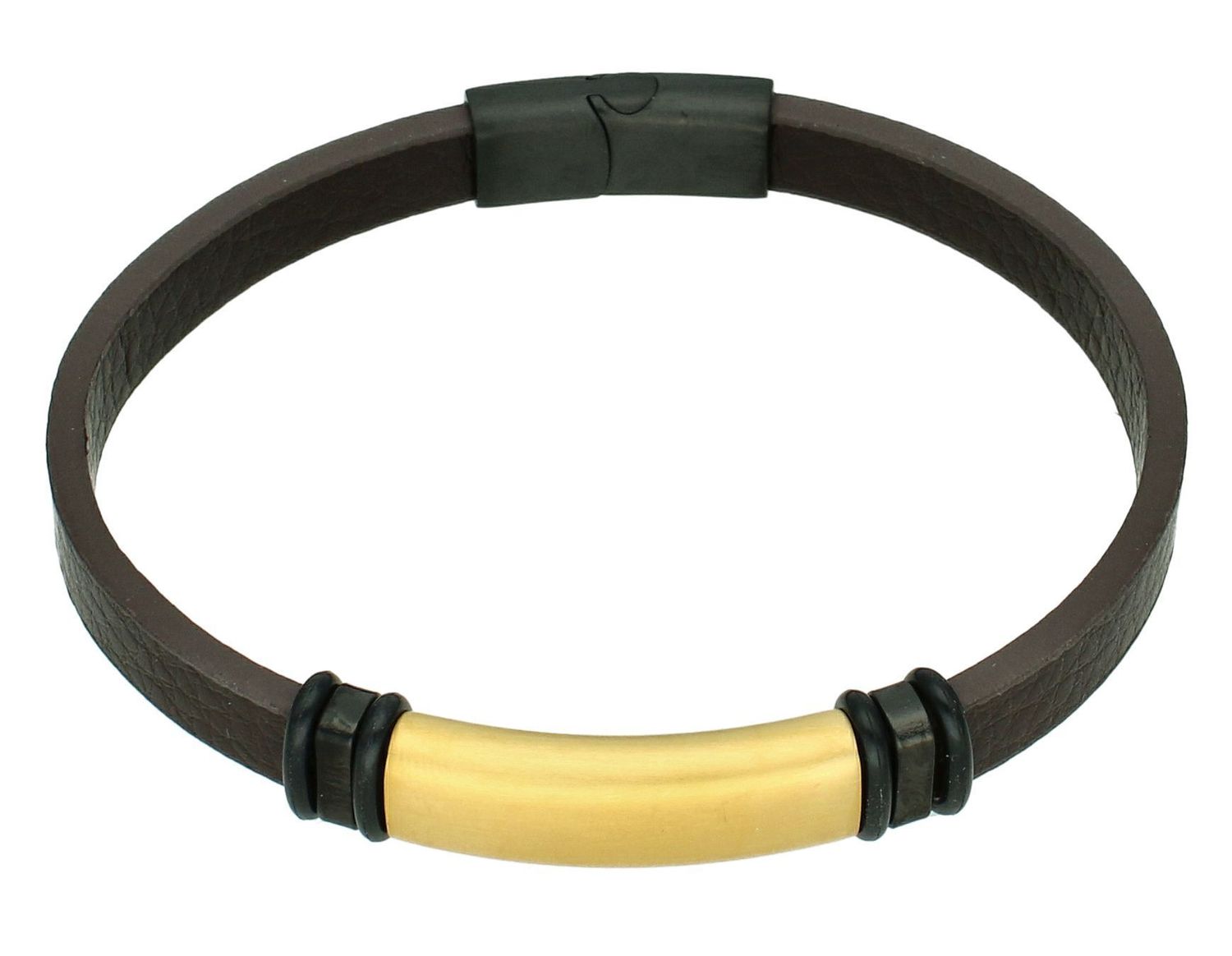 Bransoletka męska skórzana ze złotą blaszką do graweru DIA-BRA-S6033446-STAL (2).jpg