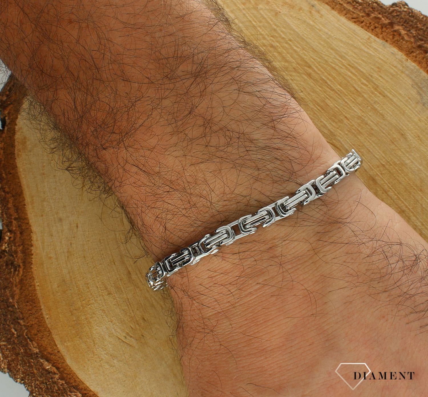 Bransoletka męska stalowa w srebrnym kolorze królewski splot DIA-BRA-S6313446-STAL. Stalowa bransoletka męska. Stalowa bransoletka męska. Męska bransoletka królewski splot. Bransoletka królewski splot męska na prezent (2).jpg