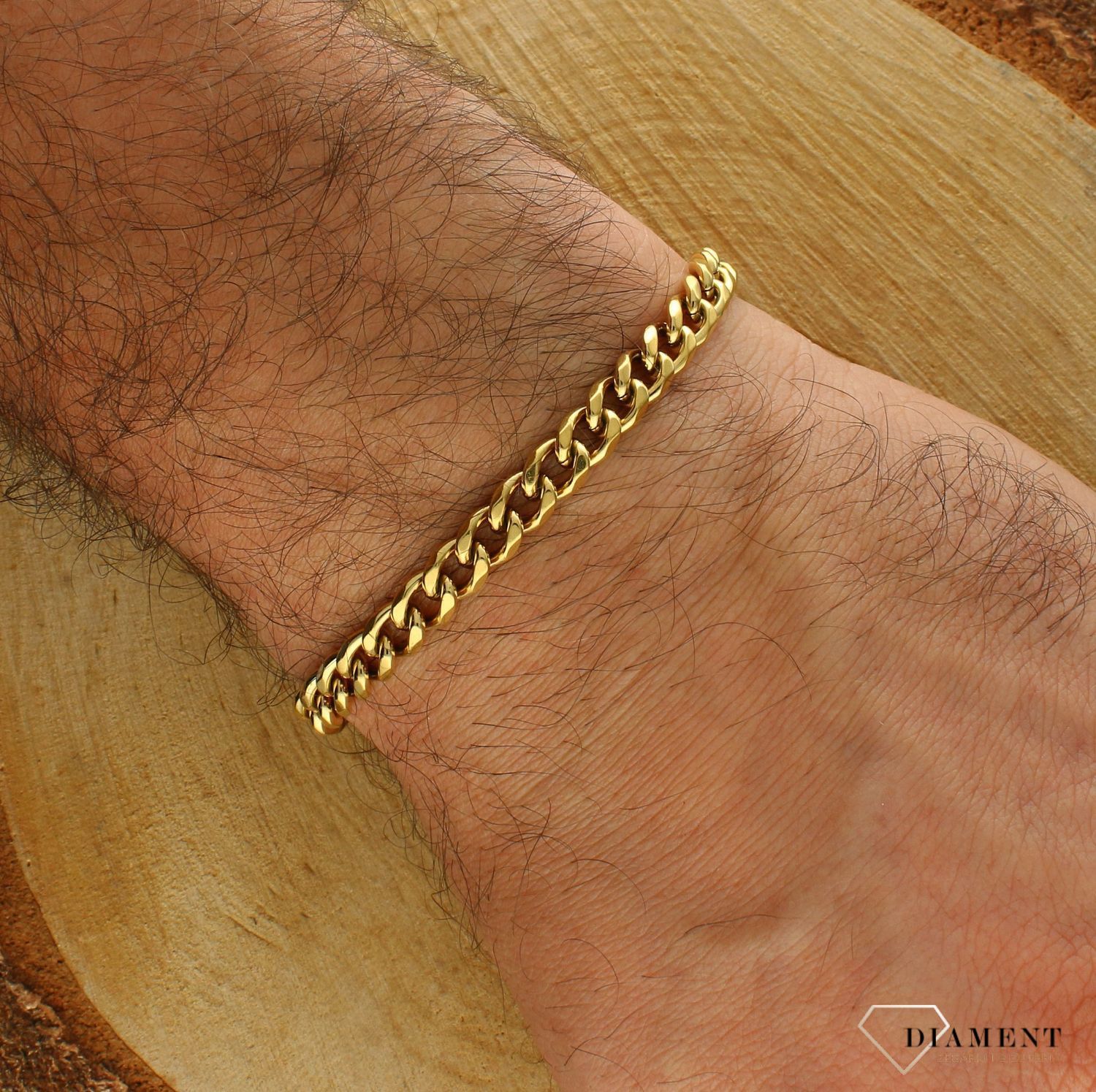 Bransoletka męska stalowa pancerka w złotym kolorze DIA-BRA-S6402436-STAL. Stalowa bransoletka męska. Stalowa bransoletka pancerka. Męska bransoletka stalowa w złotym kolorze. Bransoletka klasyczna pancerka męska na prezent (2).jpg