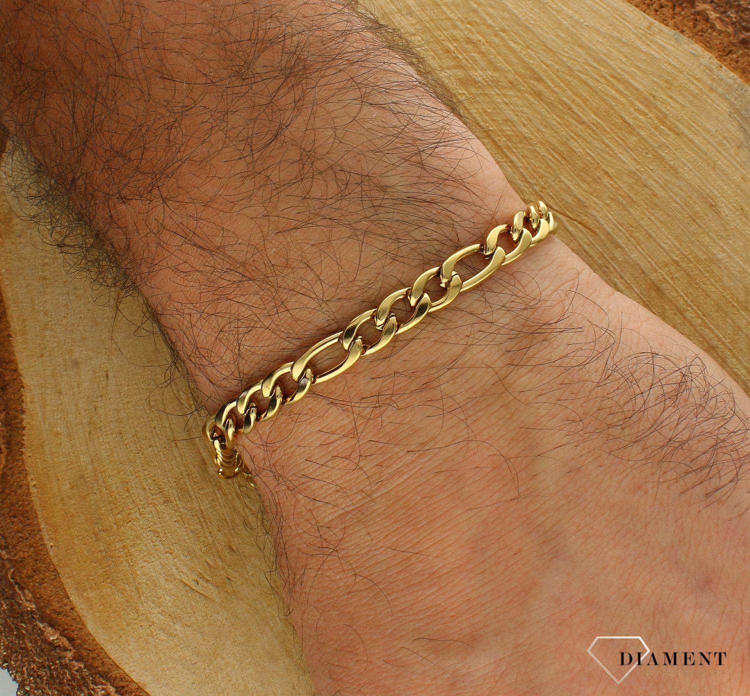 Bransoletka męska stalowa figaro w złotym kolorze DIA-BRA-S6522134-STAL (2).jpg