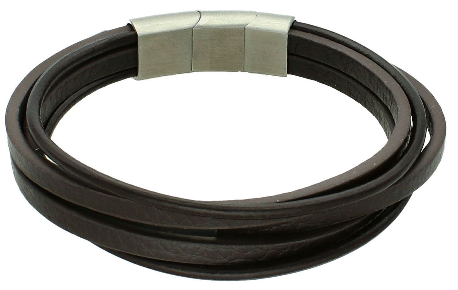 Bransoletka męska skórzana z blaszką DIA-BRA-S6693849-STAL Bransoletka wykonana ze skóry w brązowym kolorze, ozdobiona stalową blaszką w srebrnym kolorze idealną pod grawer.2.jpg