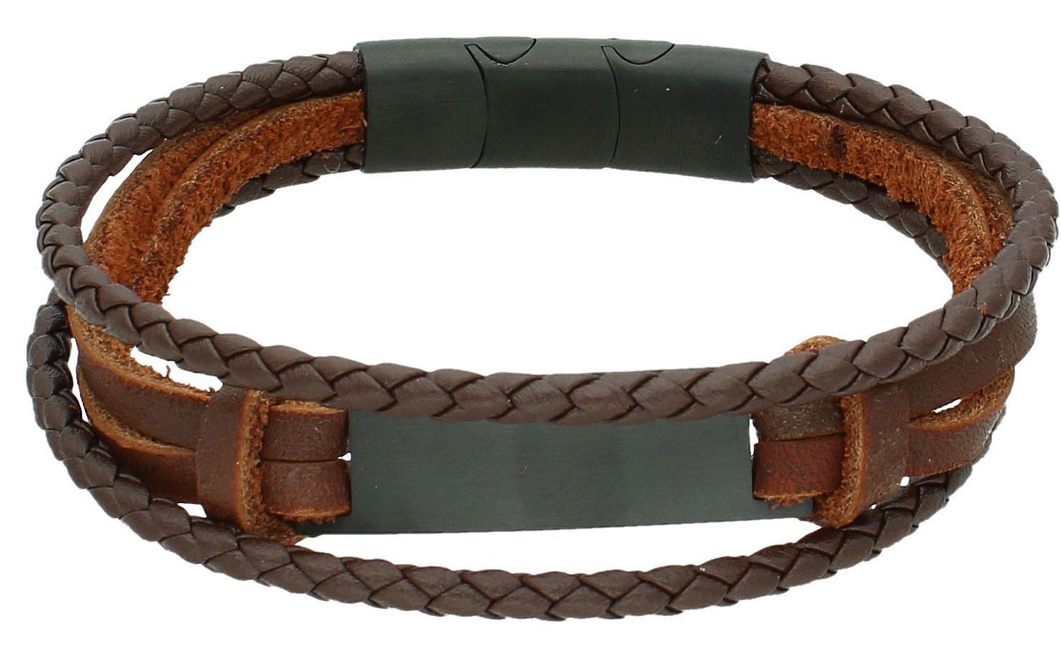 Bransoletka męska skórzana brązowa DIA-BRA-S6753849-STAL. Bransoletka męska skórzana z stalą szlachetną. Stalowa bransoletka z brązową skórą nadaje bransoletce charakteru.2.jpg