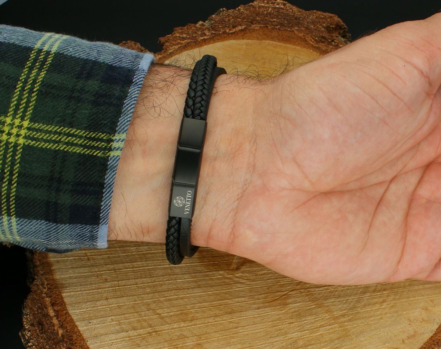 Bransoletka męska skórzana z ozdobą stalową DIA-BRA-S8964658-STAL  Styl i prostota bra.jpg