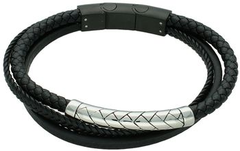 Bransoletka męska skórzana z ozdobą stalową DIA-BRA-S8964658-STAL  Styl i prostota bra.jpg