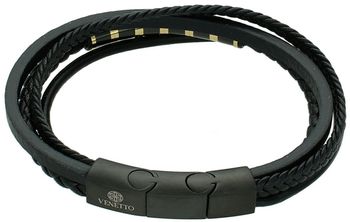 Bransoletka męska skórzana z elementem stalowym DIA-BRA-S9004859-STAL  Minimalizm i styl tył venetto.jpg