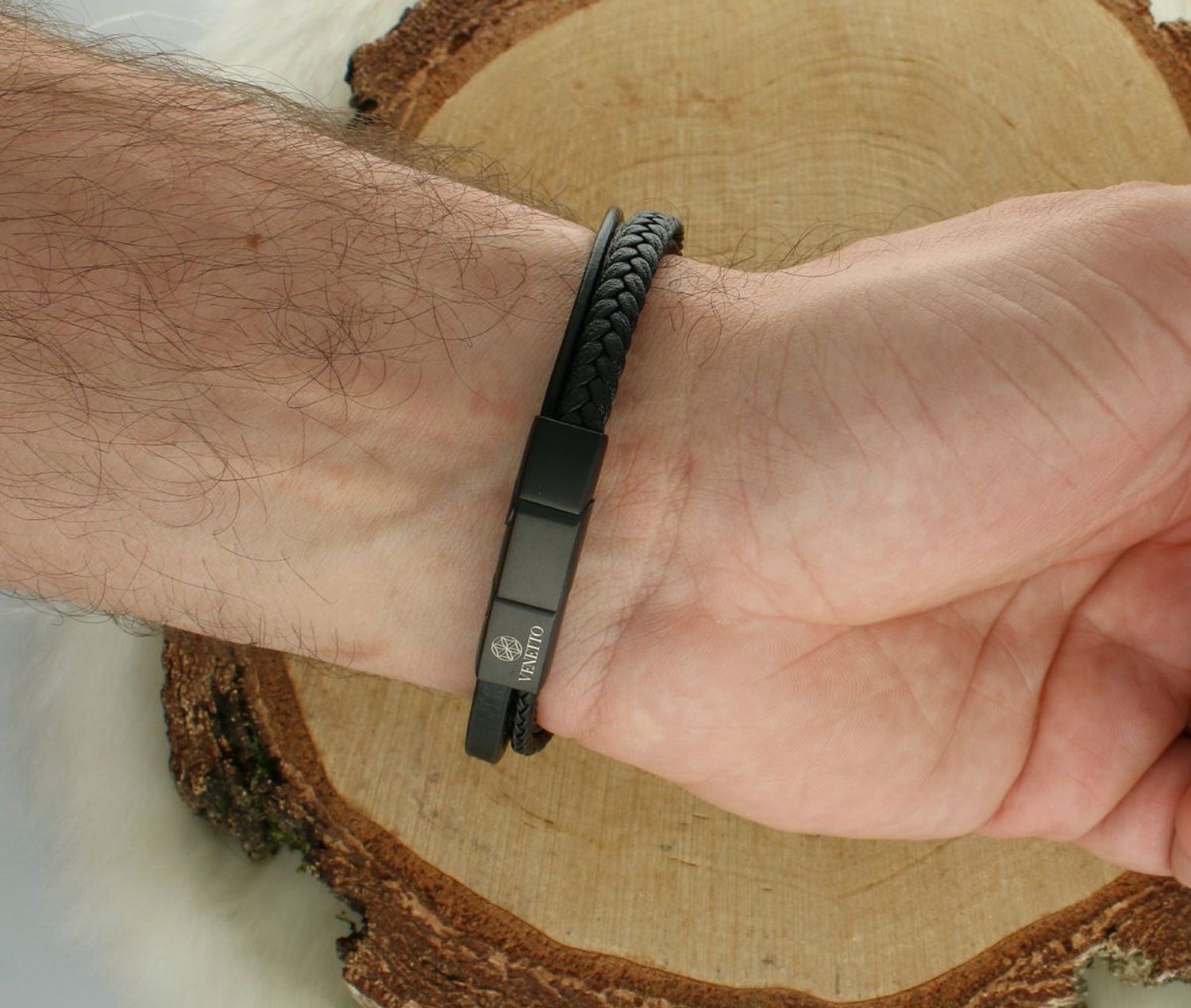 Męska bransoletka stalowa DIA-BRA-S9104859-STAL z pozłacaną blaszką do graweru. Długość 20–21 cm. Elegancki prezent 1.jpg