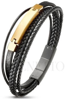 Męska bransoletka stalowa DIA-BRA-S9104859-STAL z pozłacaną blaszką do graweru. Długość 20–21 cm. Elegancki prezent 1.jpg