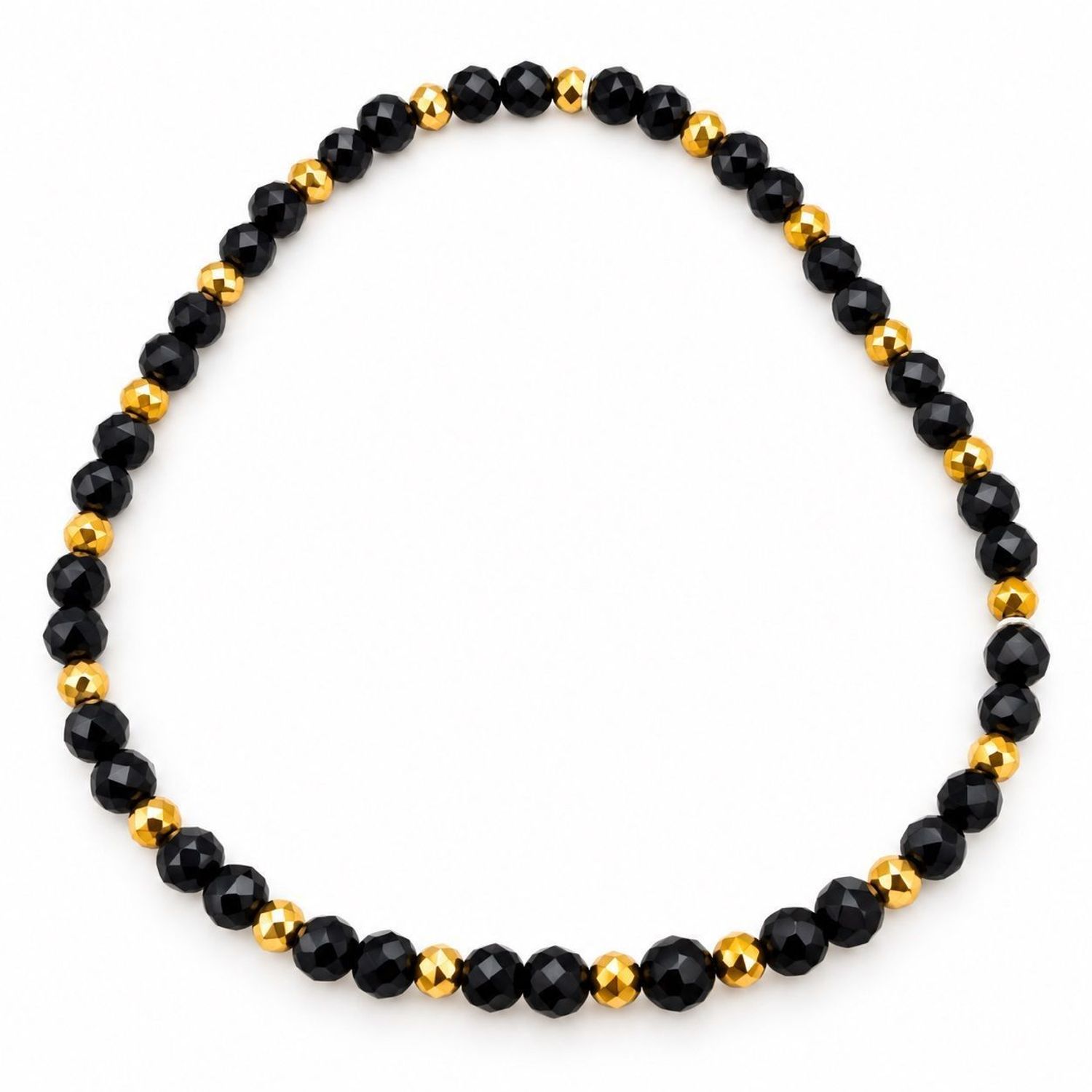 Bransoletka z turmalinem i hematytem – naturalne kamienie, elastyczna 18 cm black brans...jpg