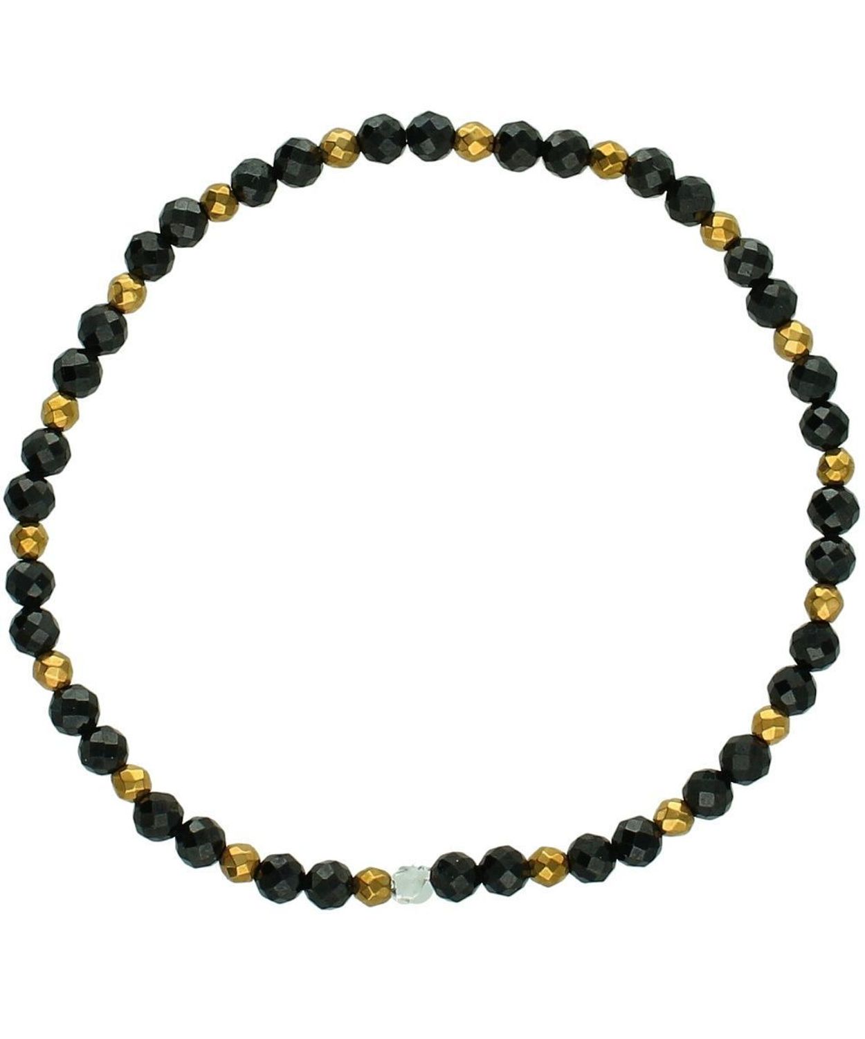 Bransoletka z turmalinem i hematytem – naturalne kamienie, elastyczna 18 cm KAMIENIE.jpg