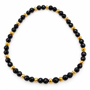 Bransoletka z turmalinem i hematytem – naturalne kamienie, elastyczna 18 cm black brans...jpg