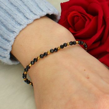 Bransoletka z turmalinem i hematytem – naturalne kamienie, elastyczna 18 cm black.jpg