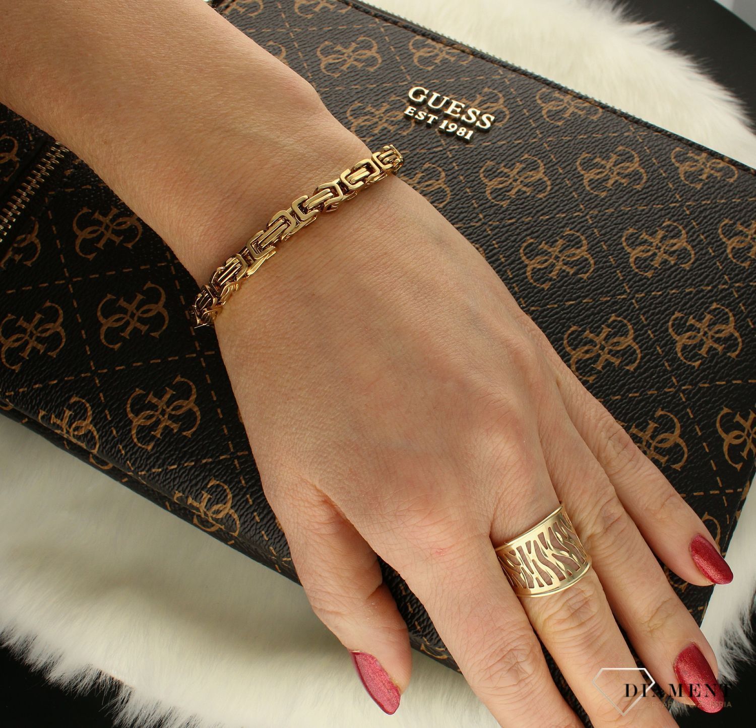 Bransoletka męska stal pozłacana splot królewski DIA-BRA-S3703952-STAL. Oryginalna męska bransoletka. Biżuteria męska na prezent. Pozłacana męska biżuteria. 1.jpg