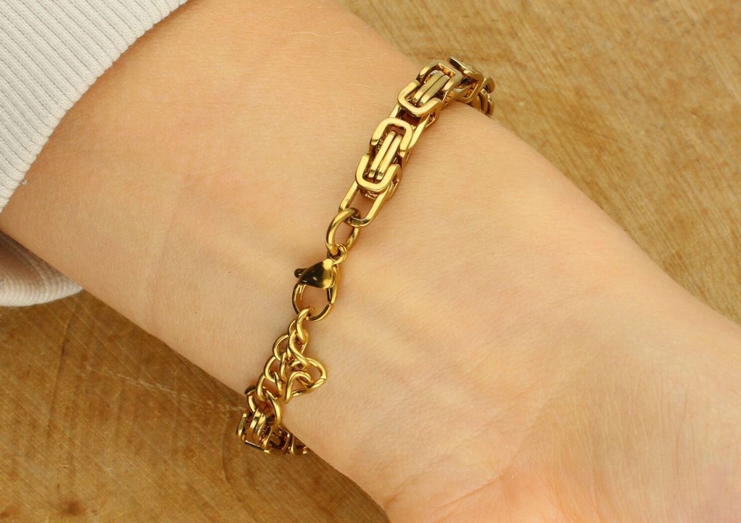 Bransoletka męska stal pozłacana splot królewski DIA-BRA-S3703952-STAL. Oryginalna męska bransoletka. Biżuteria męska na prezent. Pozłacana męska biżuteria. 1.jpg