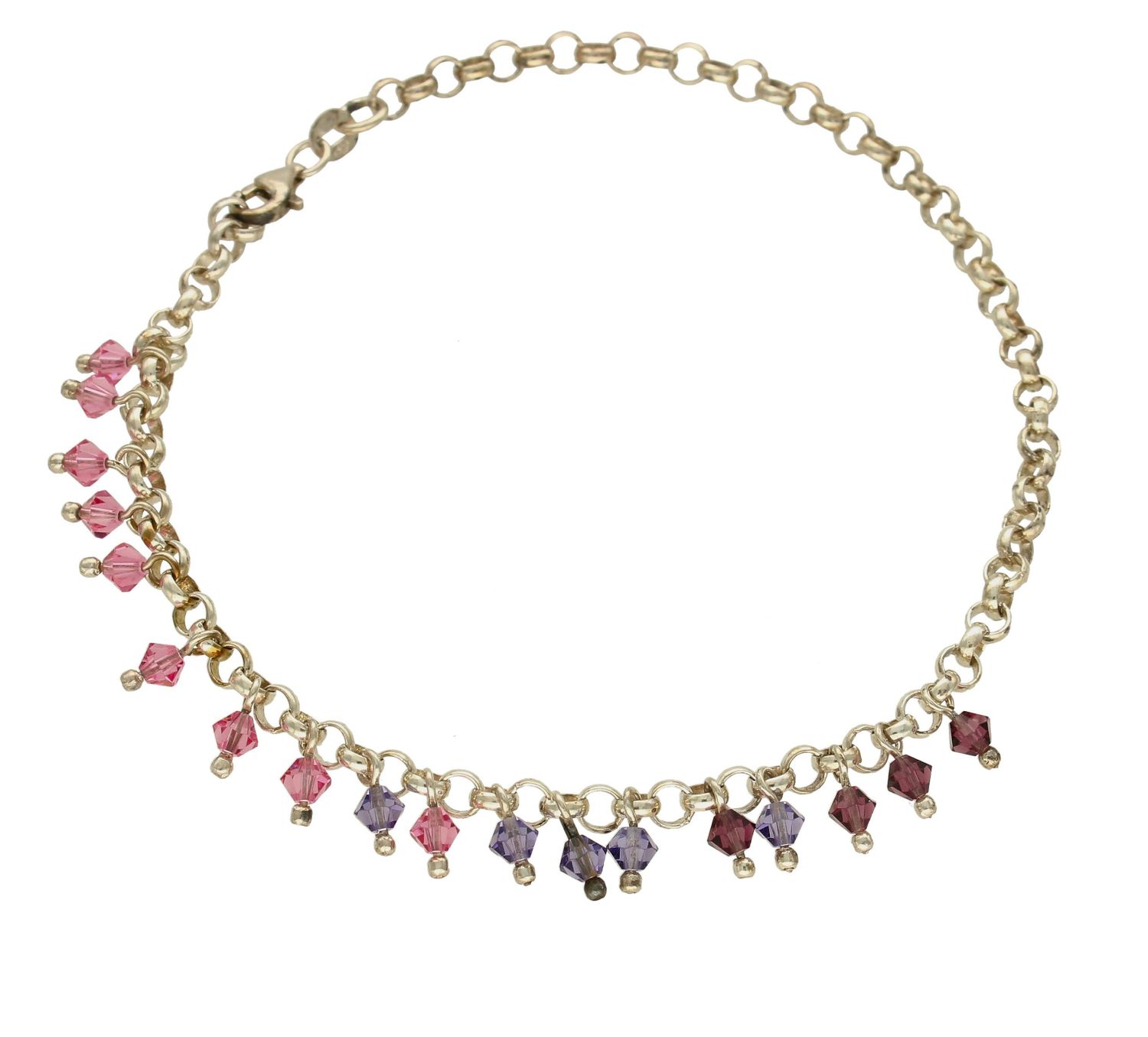 Srebrna bransoletka na nogę z kryształkami Swarovskiego DIA-BRASWAROVSKI-925-9. Bransoletki na nogę to oryginalna, kobieca biżuteria, szczególnie pasująca do letnich i wakacyjnych stylizacji. Bransoletka wykonana z najwyższej.jpg