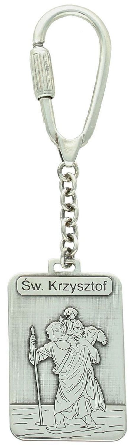 Solidny brelok ze srebra Ag 925 z wizerunkiem św. Krzysztofa – patrona podróżnych. Blaszka 2x3,2 cm, waga 8,5 g. Idealny na prezent dla kierowcy lub na Komunię.1.jpg