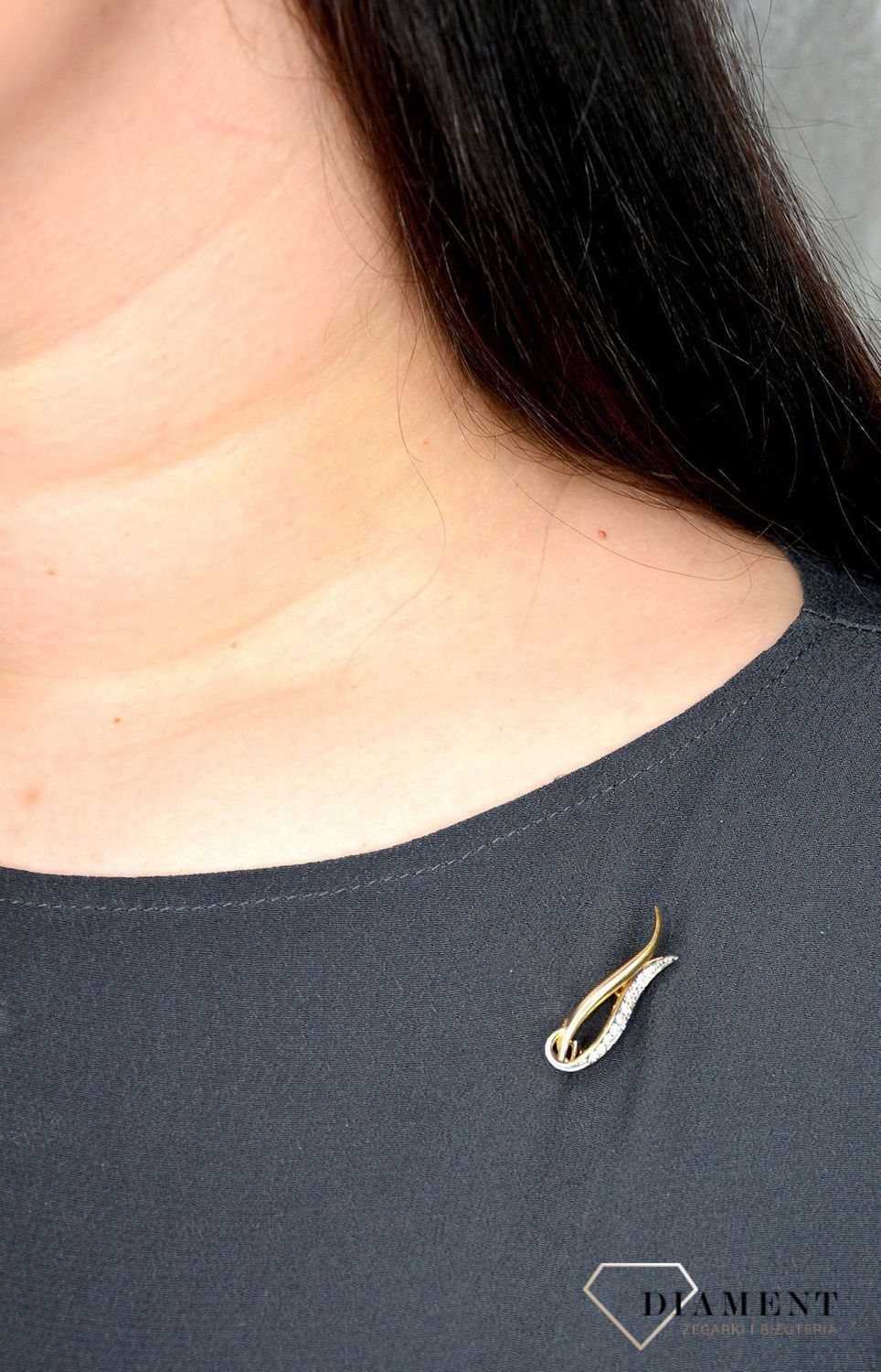 Złota broszka 585 fale z cyrkoniami DIA-BRO-0981-585.jpg