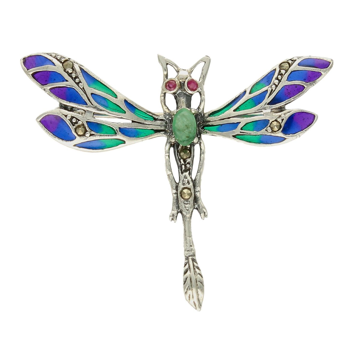 Srebrna broszka damska ważka z kamieniem i emalią w niebiesko-zielonym odcieniu DIA-BRO-10167-925. Srebrna broszka damska. Srebrna broszka idealna na prezent dla kobiety. Srebrna broszka w kształcie ważki. Srebrna broszka z  (3).jpg