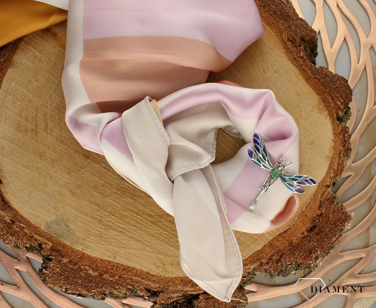 Srebrna broszka damska ważka z kamieniem i emalią w niebiesko-zielonym odcieniu DIA-BRO-10167-925. Srebrna broszka damska. Srebrna broszka idealna na prezent dla kobiety. Srebrna broszka w kształcie ważki. Srebrna broszka z  (3).jpg