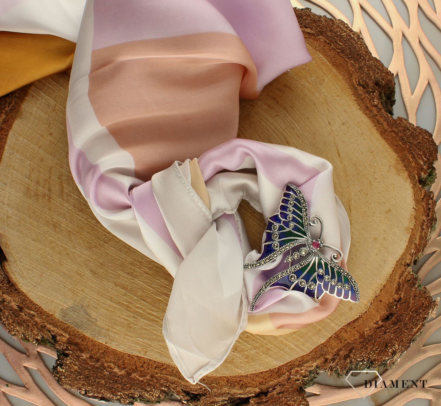 Srebrna broszka zawieszka 2w1 motyl z markazytami DIA-BRO-10186-925. Srebrna broszka. Srebrna zawieszka damska. Broszka i zawieszka idealna na prezent dla kobiety. Srebrna zawieszka z markazytami (3).jpg