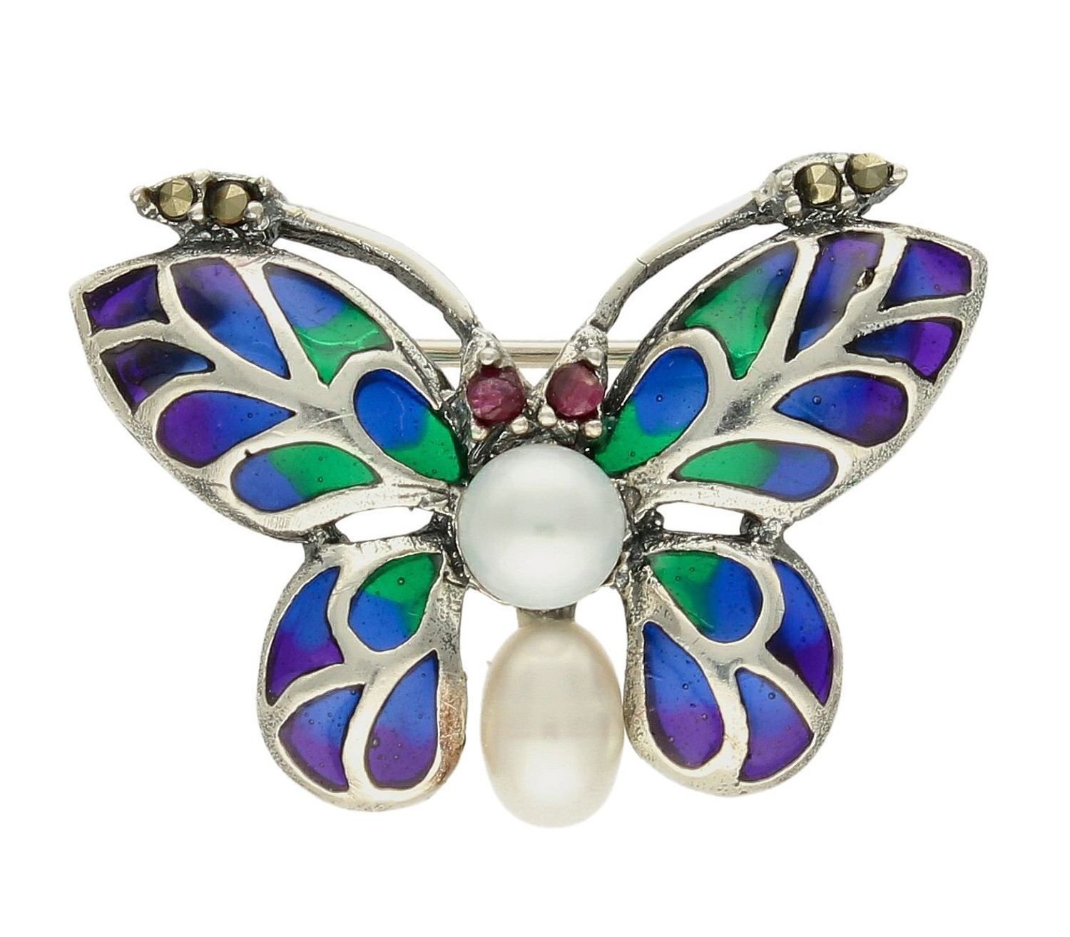 Srebrna broszka damska motyl z perłą i emalią w niebiesko-zielonym odcieniu DIA-BRO-10189-925. Srebrna broszka damska. Srebrna broszka idealna na prezent dla kobiety. Srebrna broszka w kształcie motyla. Srebrna broszka z per (3).jpg
