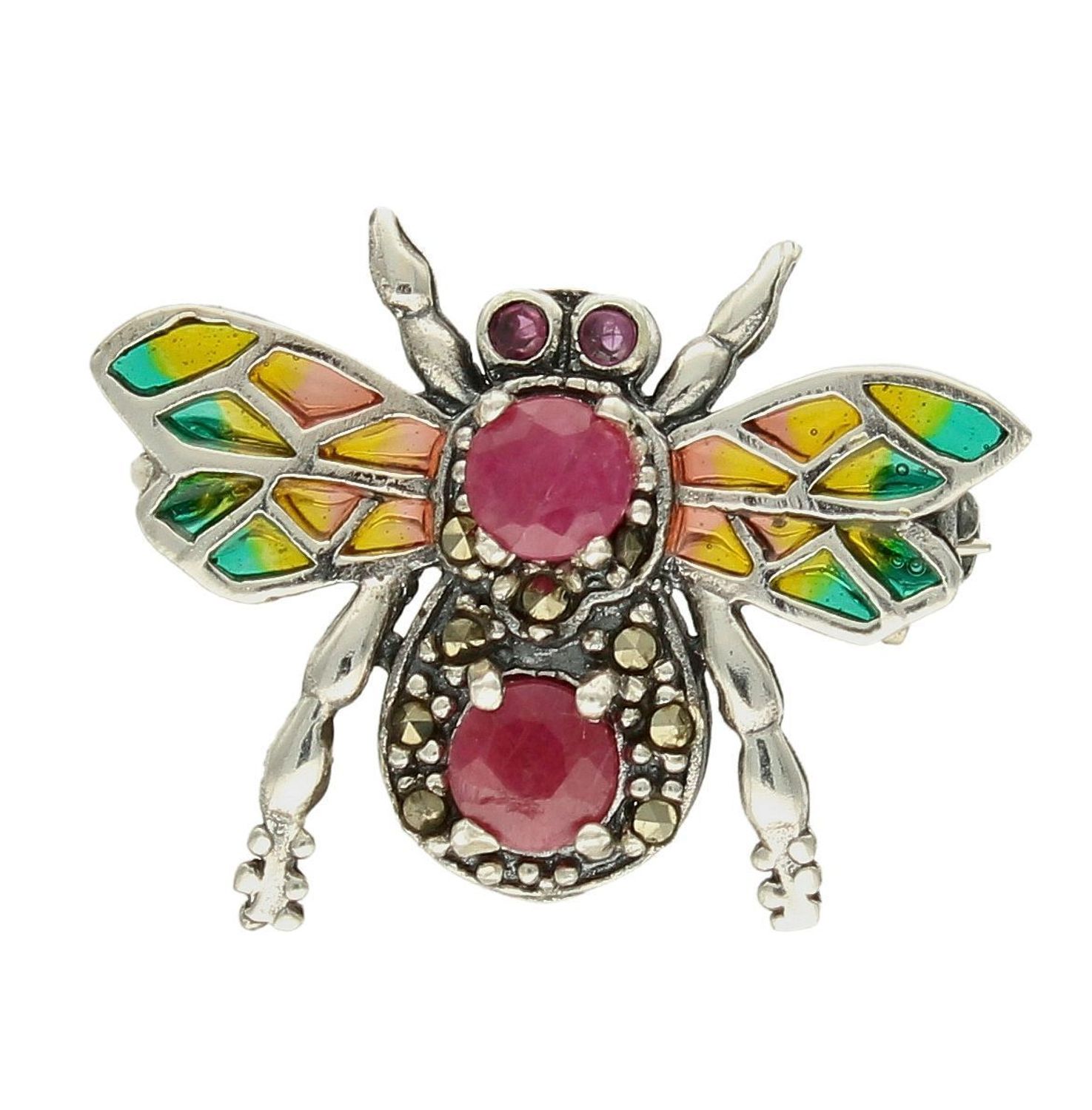 Srebrna broszka damska mucha z kamieniem i emalią w żółto-zielonym odcieniu DIA-BRO-10192-925. Srebrna broszka damska. Srebrna broszka idealna na prezent dla kobiety. Srebrna broszka w kształcie muchy. Srebrna broszka z kami (3).jpg