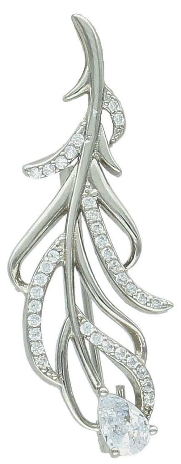 Srebrna broszka damska 925 klasyczna z cyrkoniami DIA-BRO-12328-925. Srebrna broszka damska. Broszka srebrna klasyczna. Broszka damska na prezent dla mamy, babci. Broszka klasyczna srebrna 1.jpg